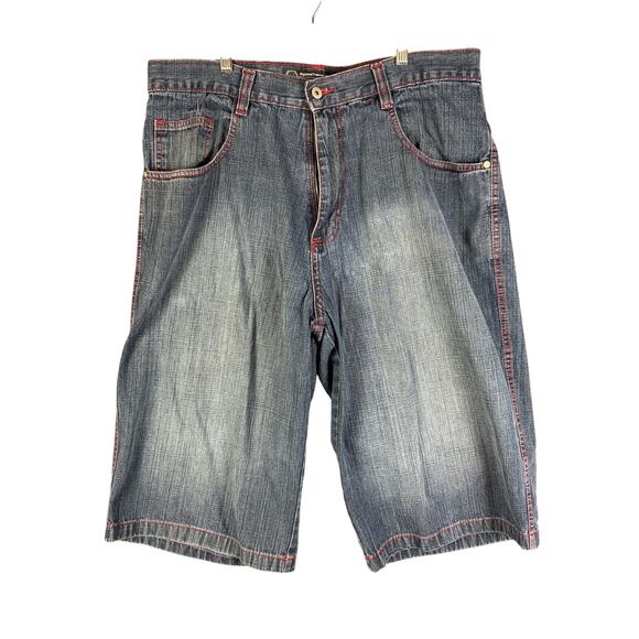 Southpole Premium Baggy Wide Leg Hip Hop Loose Y2K Denim Shorts Jorts Men 38 GUC - Picture 1 of 7
